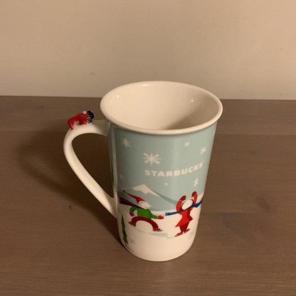 Starbucks “Winter Wonderland” White and Red Porcelain Mug with Airplane Handle - Picture 5 of 6